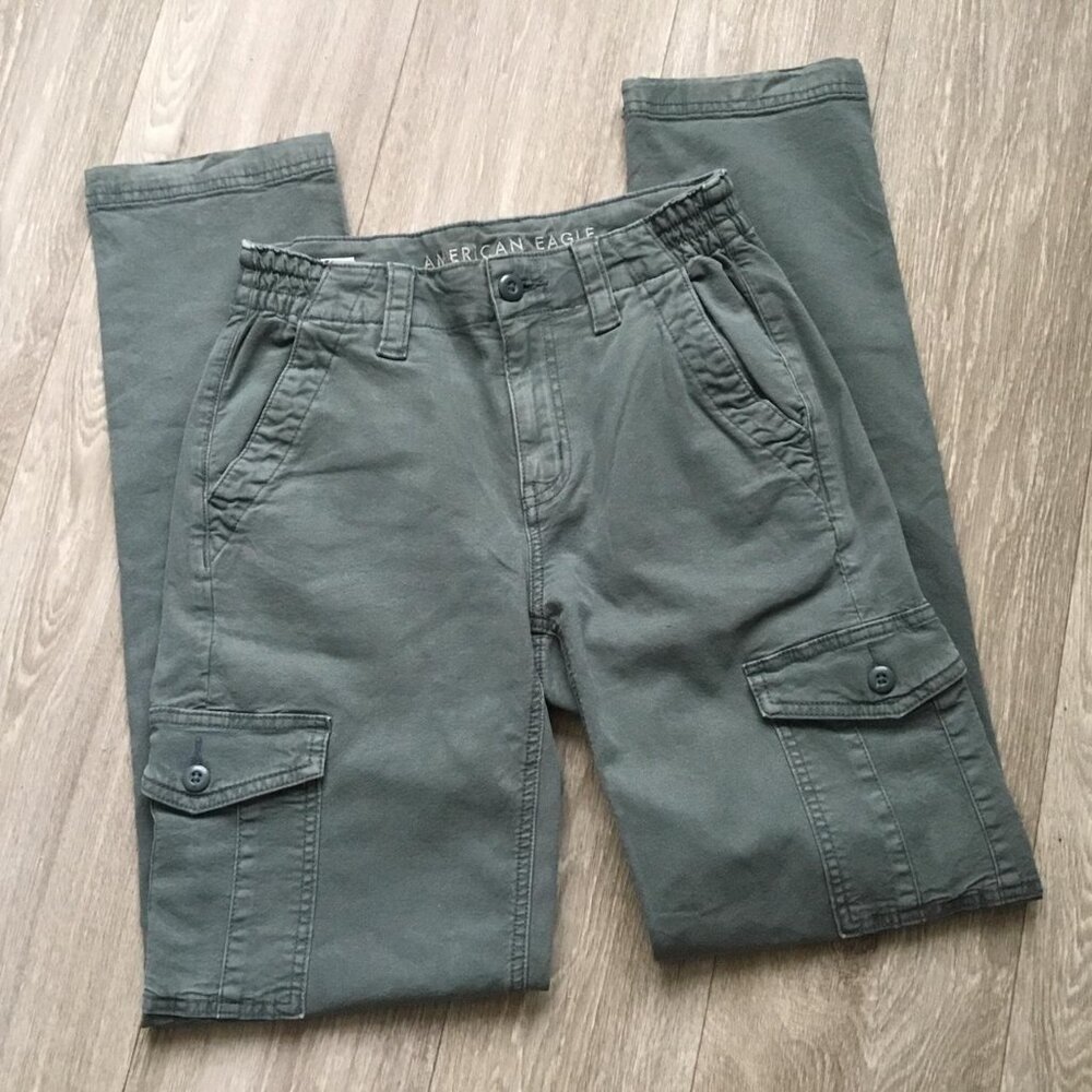 american eagle teal straight leg stretch cargo pants